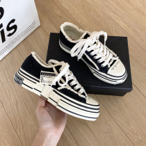  Global casual thick-soled muffin Wu Jianhao canvas shoes 2021 spring and autumn new Korean version of beggar shoes breathable cloth shoes summer