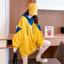 Fall winter 2021 new fashion maternity clothes hooded vests women's long loose padded plus velvet coat coat