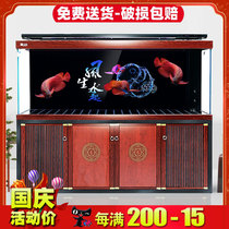 YEE Italian fish tank living room large floor-to-floor ultra-white glass aquarium screen bottom filter Dragon tank water-free water
