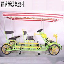 Aowei double bicycle Four-person riding multi-person sitting four-wheeled parent-child integrated attraction sightseeing pedal bicycle