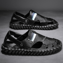 Sandals Summer breathable 2022 New mens hollowed-out beach dongle shoes driving outdoor dual-use mens slippers