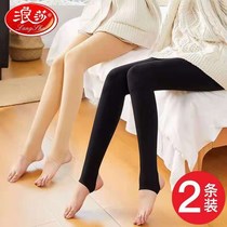 Langsha flesh-colored leggings womens foot stockings spring and autumn thick anti-hook silk thin style without socks