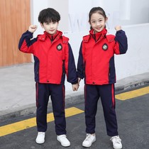 Children's charge clothing school uniform spring and autumn suit primary and secondary school students class clothing kindergarten clothing autumn and winter plus velvet three-piece set