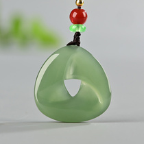 Xinjiang Hetian Jade White Jade turn around the world womens jade pendant Qinghai material green white jade mens Jade jade pendant