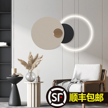 New Chinese living room sofa background wall decorations modern simple high-end wall creative wrought iron pendant ornaments