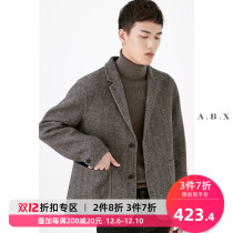 Autumn and winter herringbone double-sided full wool suit men loose Korean trend casual mens suit jacket winter