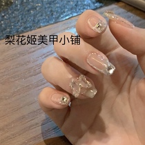 Pear Flower Ji Net red ice through French fairy air nude silver edge sparkling butterfly detachable wearing nail art product Y35