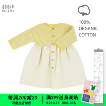  RICE AND SKY original girls COARSE needle woolen dress pure cotton long-sleeved literary and artistic small fresh