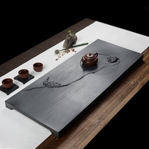Zhi Xintang hand-carved natural black stone Tea Sea Stone tea tray drainage tea table household kung fu tea set simple