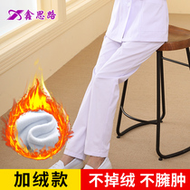 Nurse pants children Winter plus velvet padded white blue plus size pink elastic waist autumn winter doctor work pants