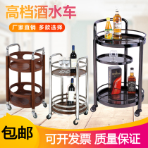 Hotel restaurant Tea delivery car double solid wood round wine truck cake car 4s shop mobile service trolley