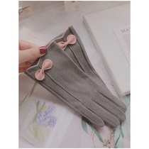 Gloves spring and autumn women keep warm driving in winter riding electric car cold-proof single-layer cute Korean thin thick velvet