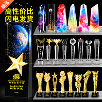 Crystal trophy medal Custom made Thumb star authorized brand ball game Creative metal little golden man resin