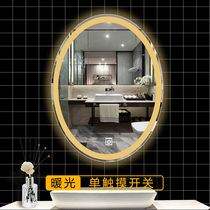 Wall-mounted Oval makeup mirror smart bathroom mirror hanging wall with light dressing table toilet LED light anti-fog mirror