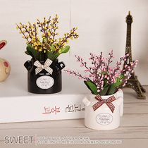 Shop office Pink display cabinet decoration simulation potted small ornaments green plant artificial flower living room simulation flower