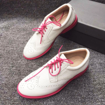 Golf Womens Shoes Four Seasons Womens Golf Shoe Lace Spikes Leather Waterproof Slip Fashion Sneakers