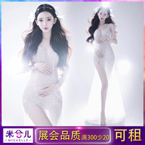Pregnant women Photo clothing rental 21 new photo studio photography photo art clothes sexy perspective sequin dress