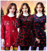 Adult Hood Dress Woman Winter Down Wear apron Thickened Warm Dressing in Long Long Sleeves Kitchen Zipped workwear