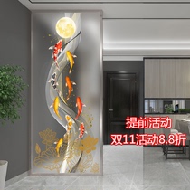 Custom art glass living room screen bathroom partition double-sided light-transmitting porch modern Chinese tempered color painting