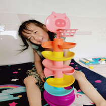 Childrens puzzle stacking track rolling ball sliding ball tower Baby baby fun early education turn around music 1-3 years old toy