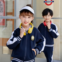 Spring and autumn Tibetan blue baseball uniform jacket Academy style set for boys and girls school uniforms class uniforms student garden uniforms kindergarten
