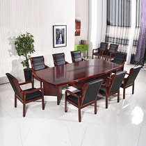 Conference table long table simple modern solid wood leather desk paint conference table office negotiation reception big conference table