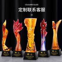 (Mold customization)Glass trophy customization high-grade creative lettering enterprise memorial boutique excellent employee honor