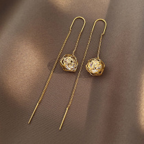A M Missari rose long tassel ear line womens 2021 new fashion stud earrings simple high-grade sense drop earrings