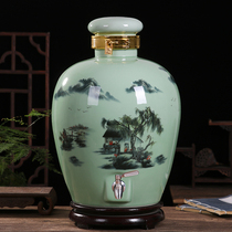 Jingdezhen ceramic wine jar wine cylinder 10 kg 20 kg 30 kg 50 kg antique wine bottle household sealed wine jug