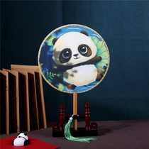 Original painting superbu panda handmade fan fan furnishings accessories fan chengdu tourist souvenirs