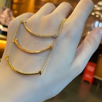Official Web Smile Necklace Woman 18K Rose Gold Smile Smiley Face Pendant Lock Bone Chain Inlaid Diamond Birthday Valentines Day Gift