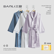 Sanli towel bathrobe womens absorbent quick-drying cotton mens bathrobe long pajamas summer thin couples nightgown Hotel