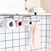 Kitchen roll paper rack Cabinet paper towel rack Punch-free towel hanging rack Wrought iron cling film storage rack Wall-mounted