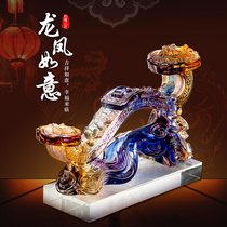 Dragon and Phoenix Ruyi glazed furnishings crafts living room wine cabinet porch decorations moved to new home gifts wedding gifts