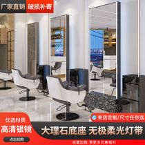  Hair salon furniture Net celebrity barber shop integrated floor-to-ceiling mirror table Simple hair salon special double-sided hair cutting mirror with lamp