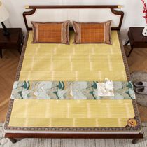  Original ecological natural bamboo mat 0 9 1 2 1 3 1 5 1 8m rice scratch green double-sided straight mat Bamboo mat