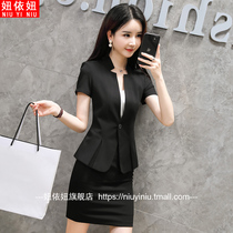 Summer new business suit womens suit fashion high-end suit temperament goddess fan OL short-sleeved frock work clothes tide