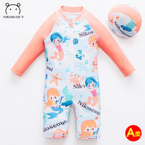 Girls Mermaid Swimsuit Baby long-sleeved quick-drying summer swimsuit one-piece cute sunscreen childrens princess swimsuit