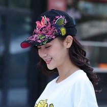 Korean version of spring and summer womens baseball cap outdoor leisure duck tongue shade wild butterfly embroidery street sun sunscreen cap