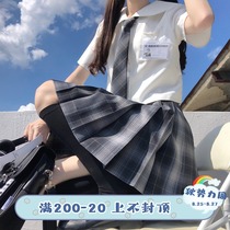 (A letter)Dry cliff painter original JK grid skirt Japanese female high school college school supply sense spot pleated skirt