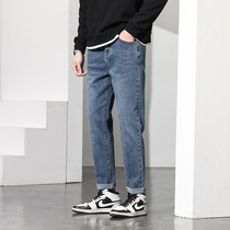 Don Lion 2022 Spring new jeans Mens light color washed casual pants with small leggings pants trendy 90% pants W