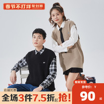 Tang Shi 22 Spring New Couple Vest Men and Women Same Size Loose Crewneck Wearing College Style Knitted Vest Tide j29