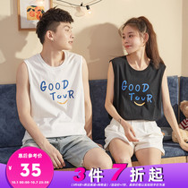 Tang Lion 2021 summer new couples sleeveless T-shirt vest Waistle collar simple wear Tide brand top ins