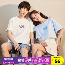 Tang Lion 2023 summer new cotton couple short sleeve t - shirt relaxed collar couple dress suit summer dress
