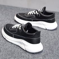 Tide brand small white shoes mens autumn 2021 new leather thick soles casual shoes inner high soft bottom high running shoes