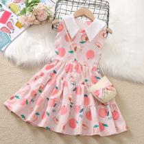 Girls dress summer 2021 new net red floral sundress childrens summer chiffon princess skirt
