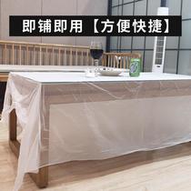 Thickened disposable tablecloth household rectangular plastic film transparent red and white round table cloth wedding hotel