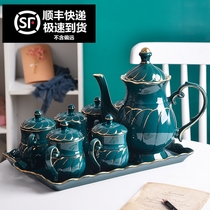 European light luxury water set tea set home living room teapot tea cup drinking cup heat-resistant ceramic with tray