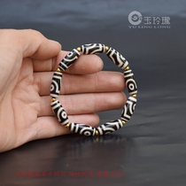 Tibet small two-eyed Tianzhu bracelet small and exquisite old Agate chalcedony Tianzhu jewelry string text play Tibetan spar chain