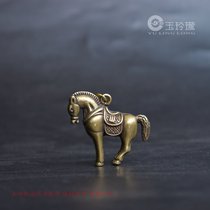 Small bronze horse hanging brass zodiac knuckle mobile phone package decorated Fengshui copper fine carved copper
